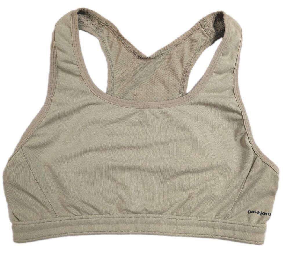 Patagonia Capilene Women’s Sz Medium Sports Bra Beige Tan Racerback Wireless USA
